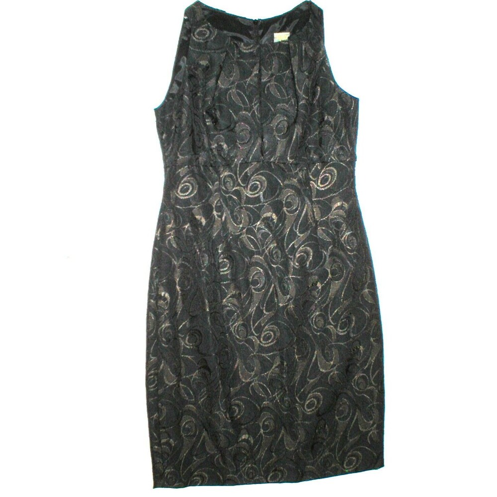 New Womens NWT $269 Taylor Dress 4 Petite 4P Sheath Black Brown Embroid Office
